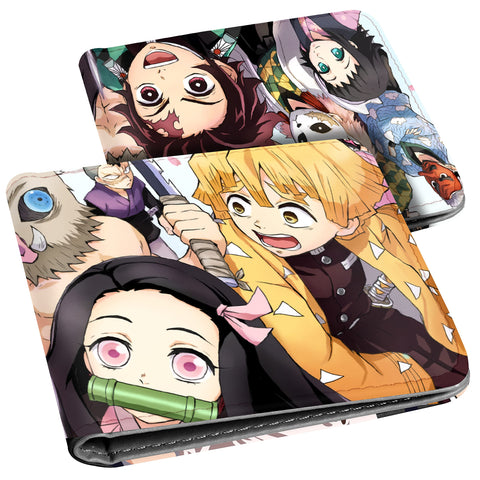 Toyuma Leather Wallet for Teen Boys Kids Purse Credit ID Card Cute Cartoon Kawaii Anime Cool Aesthetic Slim Bifold Small Coin Purses for Youth Men Minimalist Wallet, Two Girls