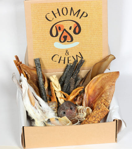 CHOMP & CHEW | PUPPY CHOMPER BOX |100% Natural Dog Treat Variety Box | Reduces teething | Long-Lasting Chews and Everyday Treats | Small Breed Dogs Treats