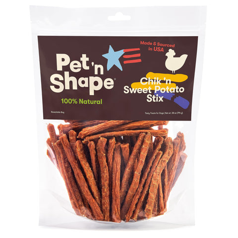 Pet 'n Shape Chik 'n Sweet Potato Stix - Made and Sourced in The USA- Natural Healthy Dog Treats, 28 Ounce