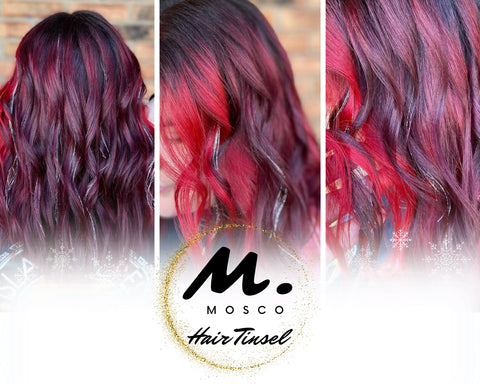 MOSCO 47 Inches Hair Tinsel with 240 Strand Girls Shinning Glitter Colored Hair Extensions Tinsel Festival Hairs for women (Silver)