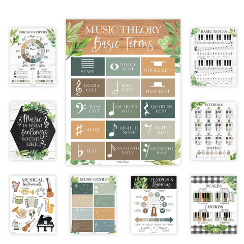 9 Farmhouse Music Classroom Posters - Choir Posters, Solfege Poster, Music Bulletin Board Decorations, Music Posters For Classroom Education Poster, Music Classroom Decorations, Music Teacher Supplies
