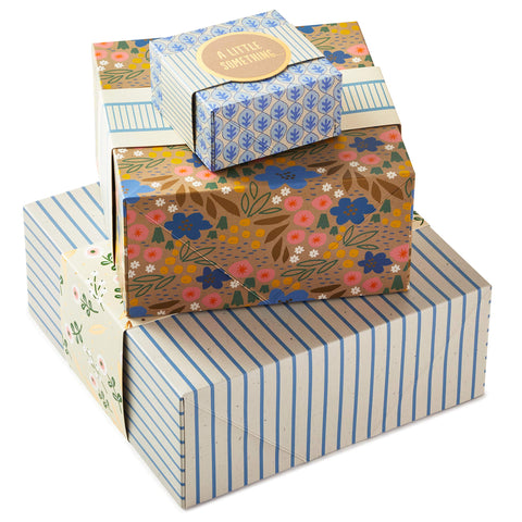 Hallmark Gift Boxes 3-Pack Assorted Sizes (Flowers and Stripes) for Birthdays, Bridal Showers, Mother's Day, Best Friends, Gifts for Her, Wrapped Treats and Cookies
