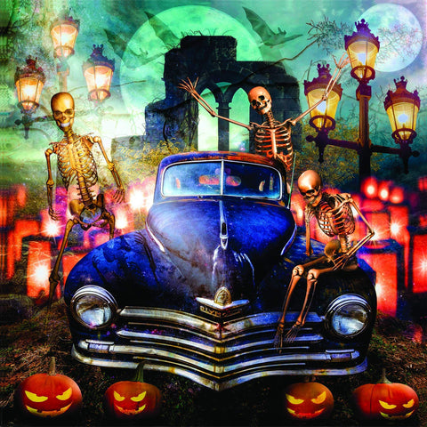 SUNSOUT INC - The Old Plymouth on Halloween - 1000 pc Jigsaw Puzzle by Artist: Celebrate Life Gallery - Finished Size 26" x 26" Halloween - MPN# 30143