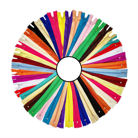 KGS Nylon Zippers | Colorful Zippers for Sewing Crafts | 20 pcs/Pack (14 Inch)