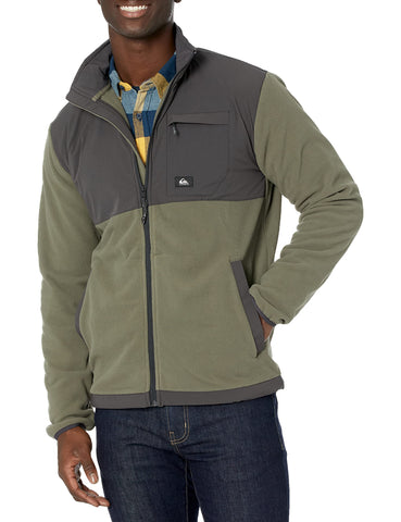 Quiksilver Men's Collar Zip Polar Hoodie Sweatshirt, Four Leaf Clover, Small
