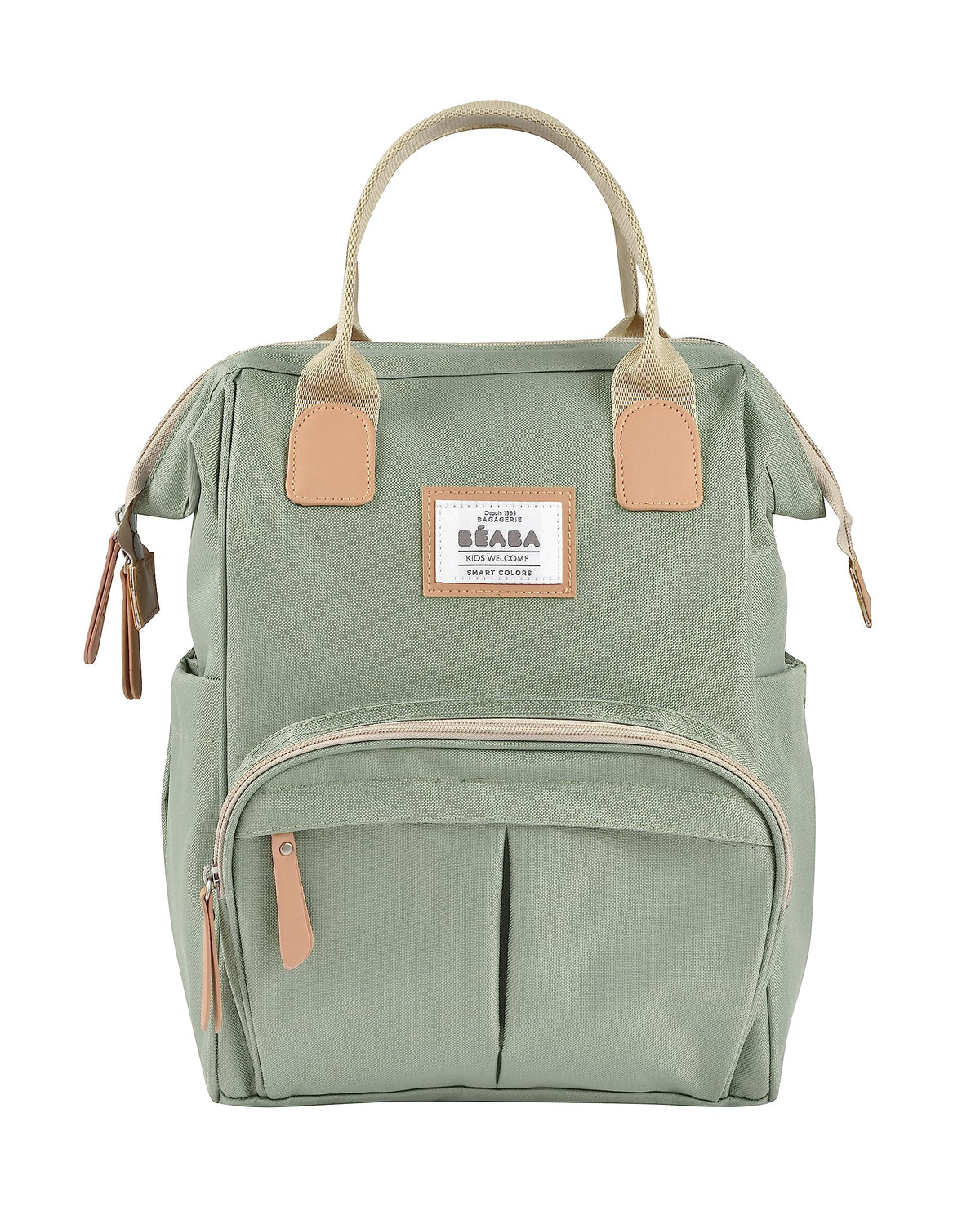 BÃ‰ABA - Baby Changing Backpack - Large Storage Volume - Changing Mat Included - Multiple Pockets - Large Opening - Isothermal - Multifunction Travel Bag - Wellington - Sage Green