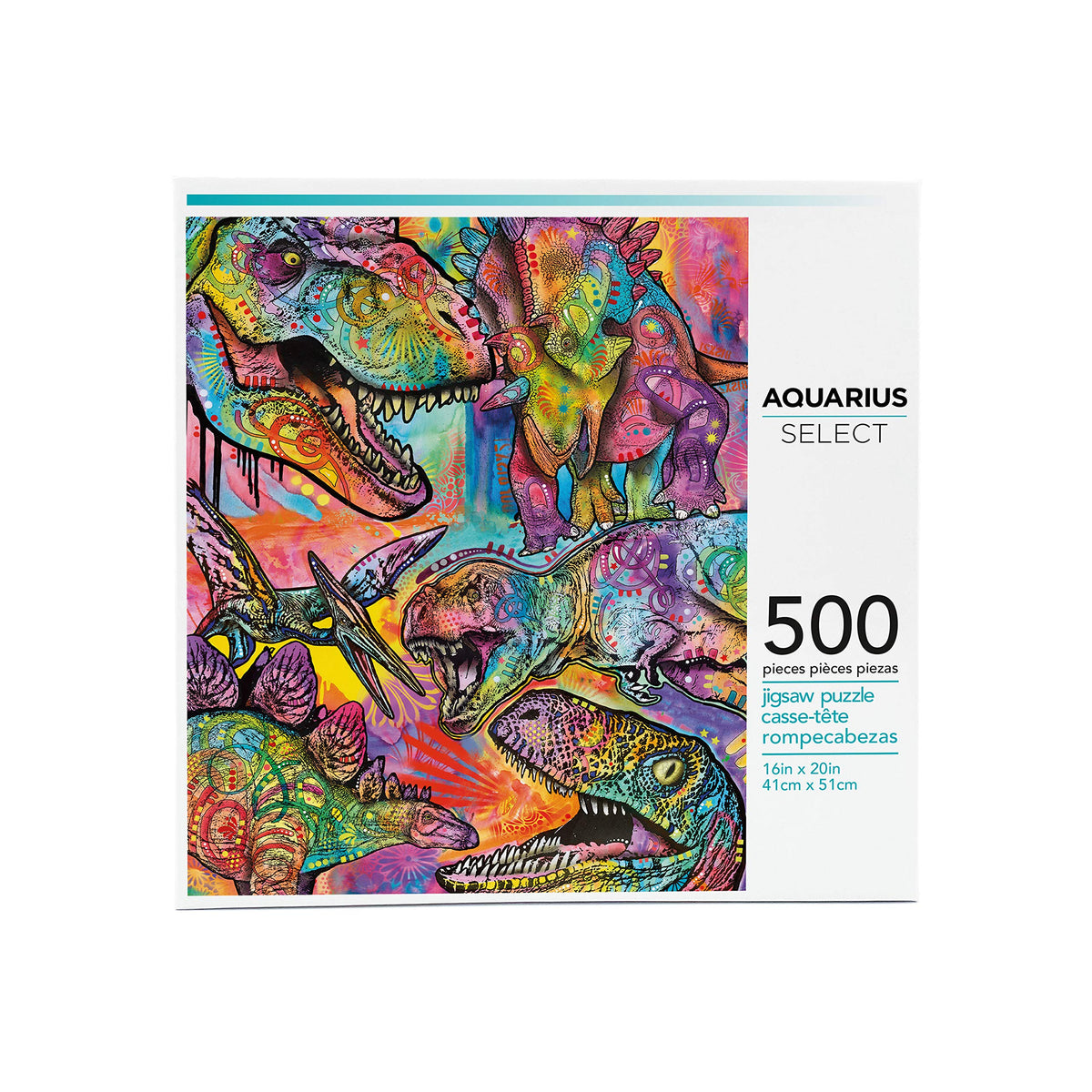 AQUARIUS Dean Russo Dinosaurs 500 Piece Jigsaw Puzzle - Glare Free - Precision Fit - Virtually No Puzzle Dust - Officially Licensed Dean Russo Merchandise & Collectibles - 16 x 20 Inches, Multicolor