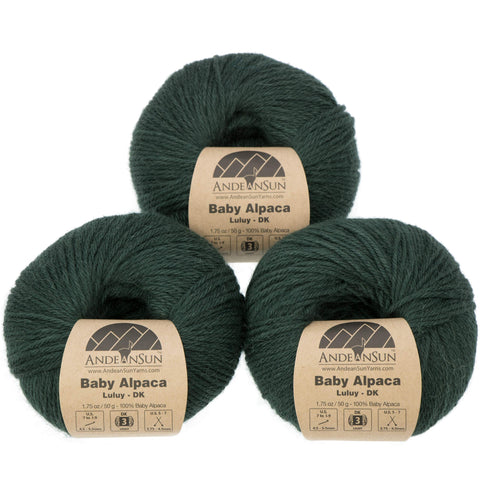 (Set of 3 - Solid Color)100% Baby Alpaca Yarn Not Wool [328 Yards Total] Myrtle Green, #3 DK