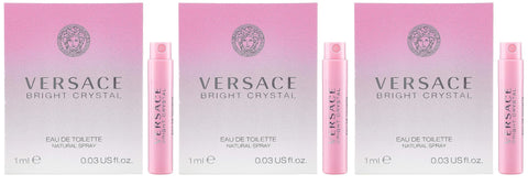 3 Versace Bright Crystal Eau De Toilette Spray Sample Travel Vials .03 oz / 1 ml Each Womens (Lot of 3) NEW