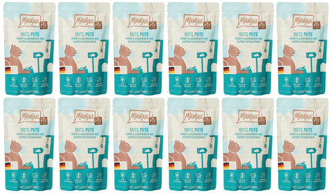MjAMjAM - premium wet food for cats - Quetschie - pure meat enjoyment - good pure turkey, pack of 12 (12 x 125 g), grain-free with extra meat
