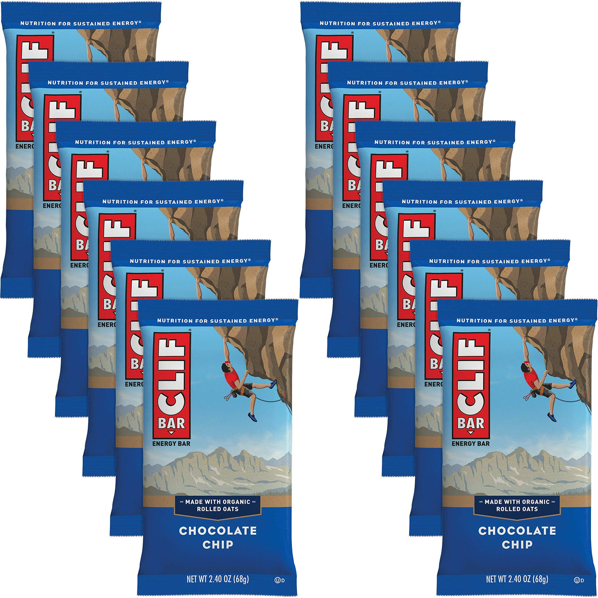 Clif Bar Chocolate Chip Energy Bar Pack of 12 x 68 g