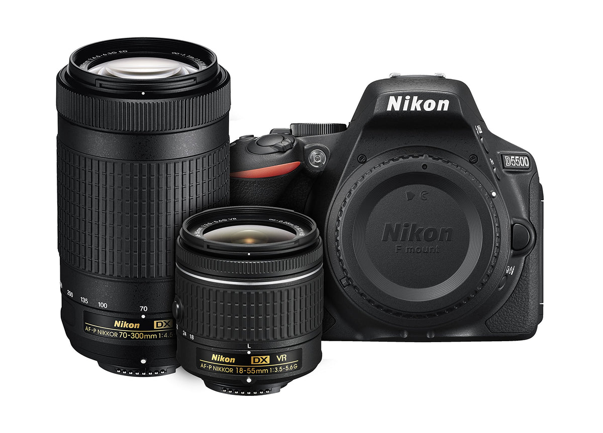 Nikon D5500 DX-format Digital SLR Dual Lens Kit w/ - Nikon AF-P DX NIKKOR 18-55mm f/3.5-5.6G VR & Nikon AF-P DX NIKKOR 70-300mm f/4.5-6.3G ED Lens