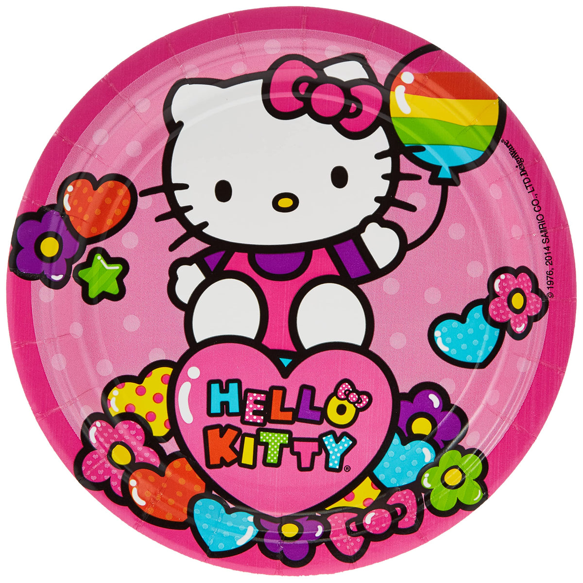 American Greetings Adorable Hello Kitty Rainbow Round Plates, 7", Multicolor