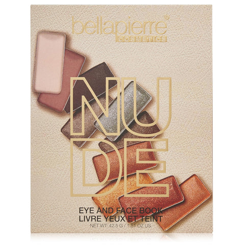 bellapierre Nude Face & Eye Book Palette | 25 Eyeshadow Shades with Blush, Bronzer, & Highlighter | Non-Toxic & Paraben Free | Vegan & Cruelty-Free
