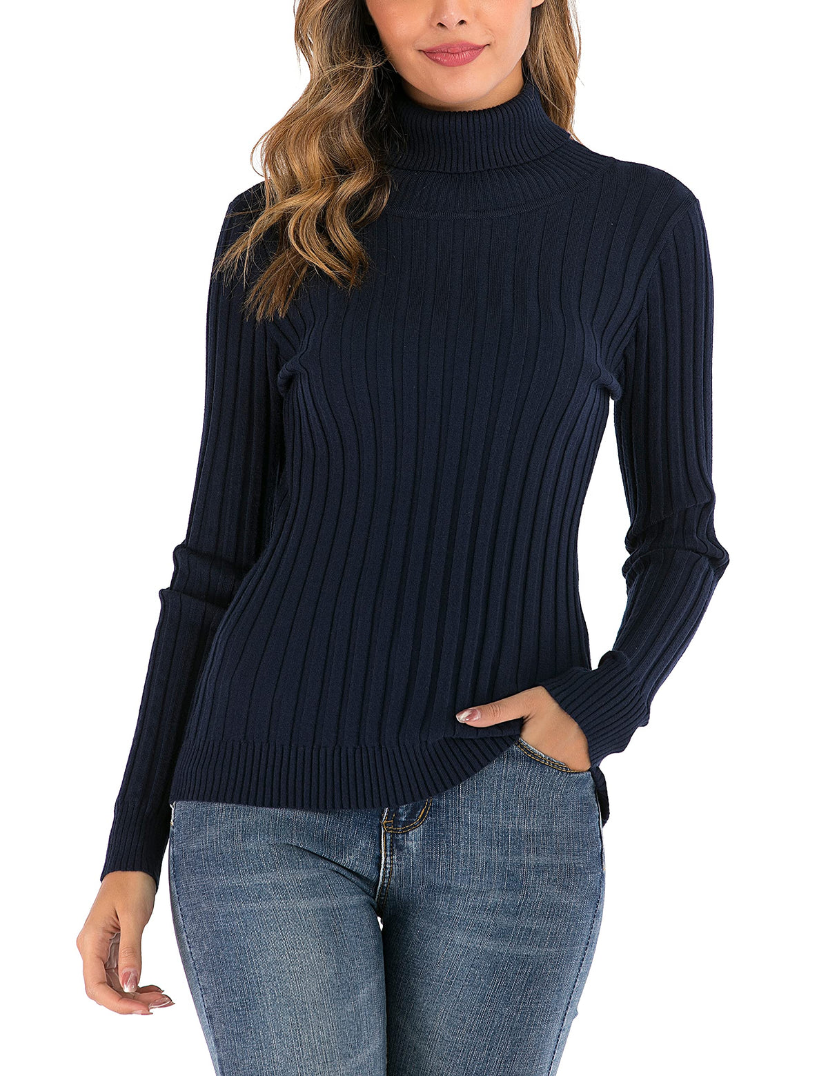 Enjoyoself Womens Turtleneck Sweater Winter Jumper Long Sleeve Pullover Knit Ribbed Sweater Knitwear Tops