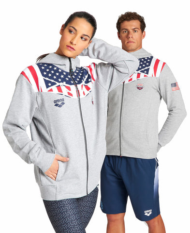 ARENA Women's Standard Unisex Og Hooded Full-Zip Jacket, Medium Grey Melange, M