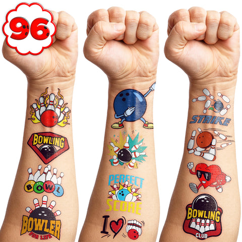 Bowling Temporary Tattoos Sport Stickers for Kids Themed Birthday Party Supplies Favors Decorations Bowls Super Cute 93 PCS Tattoos Funny for Kids Boys Teens School Classroom Rewards Gifts Ideal