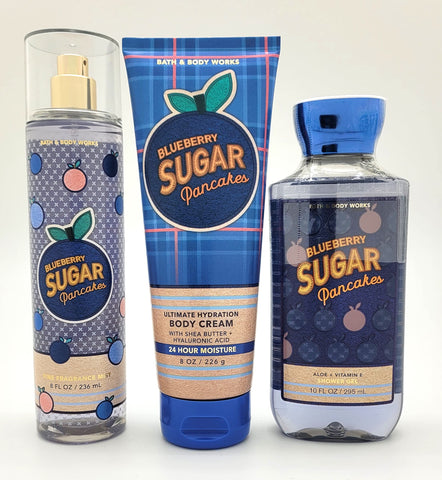 Blueberry Sugar Pancakes - 3 pc Bundle - Fine Fragrance Mist, Ultimate Hydration Body Cream and Shower Gel - Summer - 2022