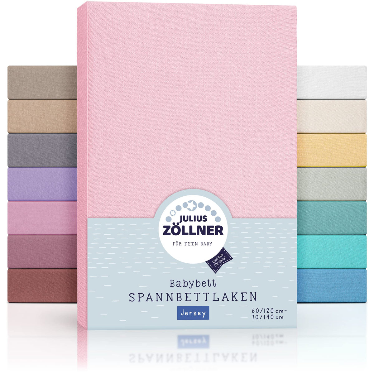Julius ZÃ¶llner Jersey Fitted Sheet for Baby and Cot, 100% Jersey Cotton, Oeko-Tex Standard 100 Certified, Size: 60 x 120 cm / 70 x 140 cm, Pack of 2, Pink