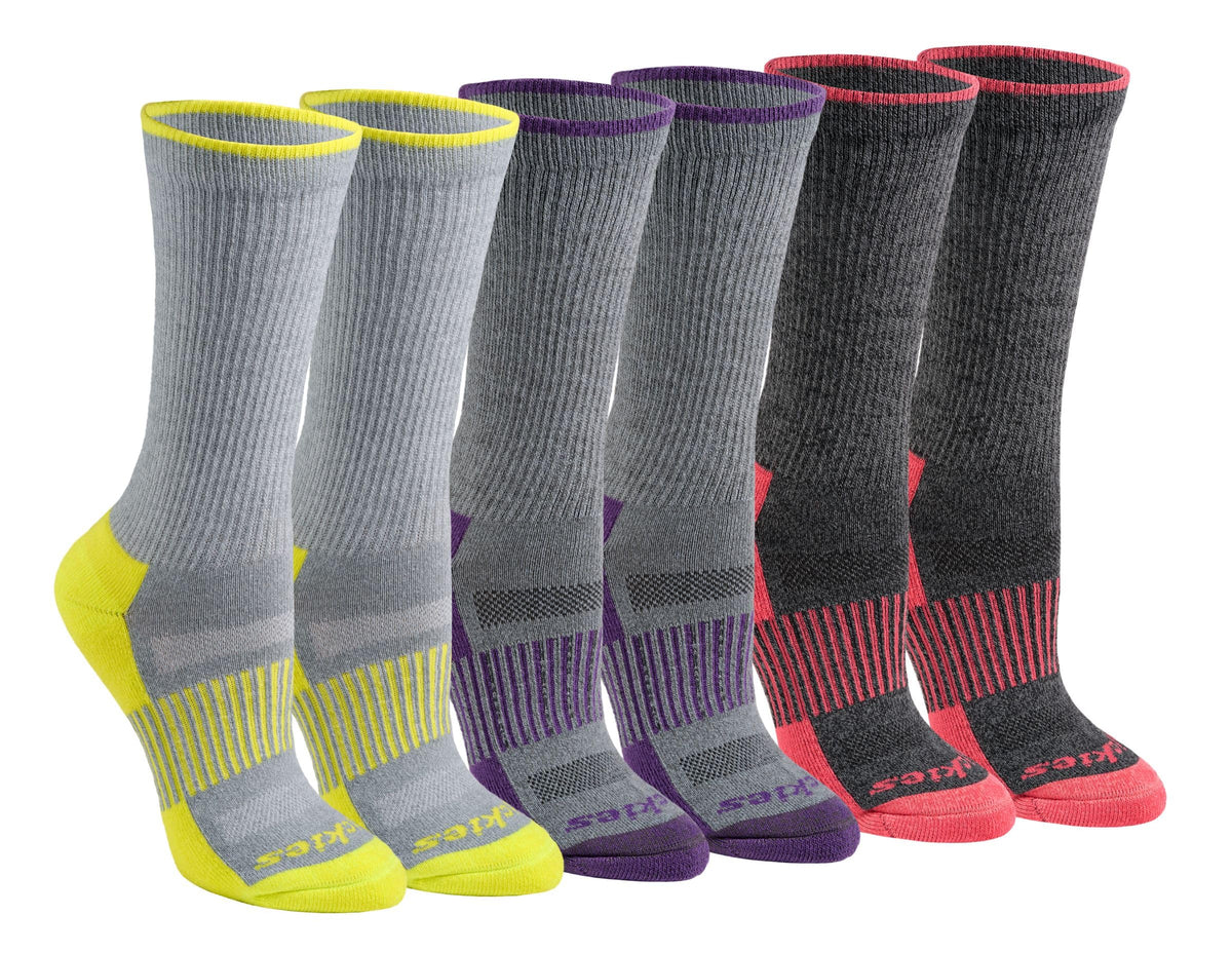 Dickies Women's Dri-Tech Essential Moisture Wicking Crew Sock (6/12 Pairs) (S-XL), Dark Fashion Assort (6 Pairs), Medium