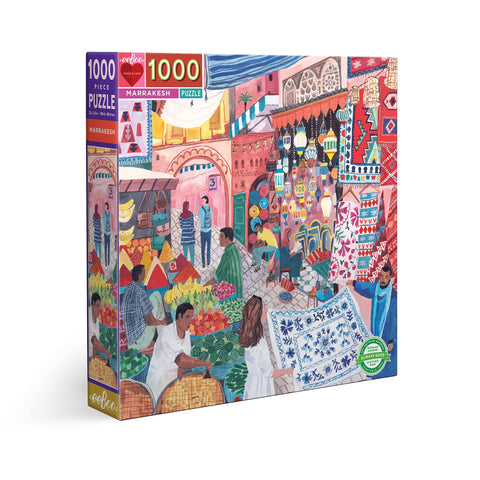 eeBoo PZTMRH Jigsaw 1000 Piece Recycled Cardboard Adults, Marrakesh City Puzzle, Multicolored