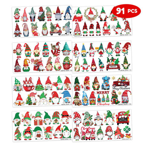 Christmas Gnome Temporary Tattoos - Christmas in July | Festive Xmas Stickers for Themed Birthday Parties, Decorations, and Gifts | Funny and Cute Gnomes for Kids, Girls, Boys | Class Prizes Included