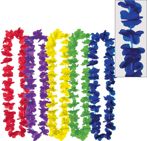 Vibrant Boxed Multi-Colored Fabric Leis - 36" (Pack of 25) - Durable, Comfortable & Reusable - Perfect for Hawaiian Luau Party