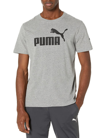 PUMA Men's Essential Logo Tee, Medium Gray Heather, S