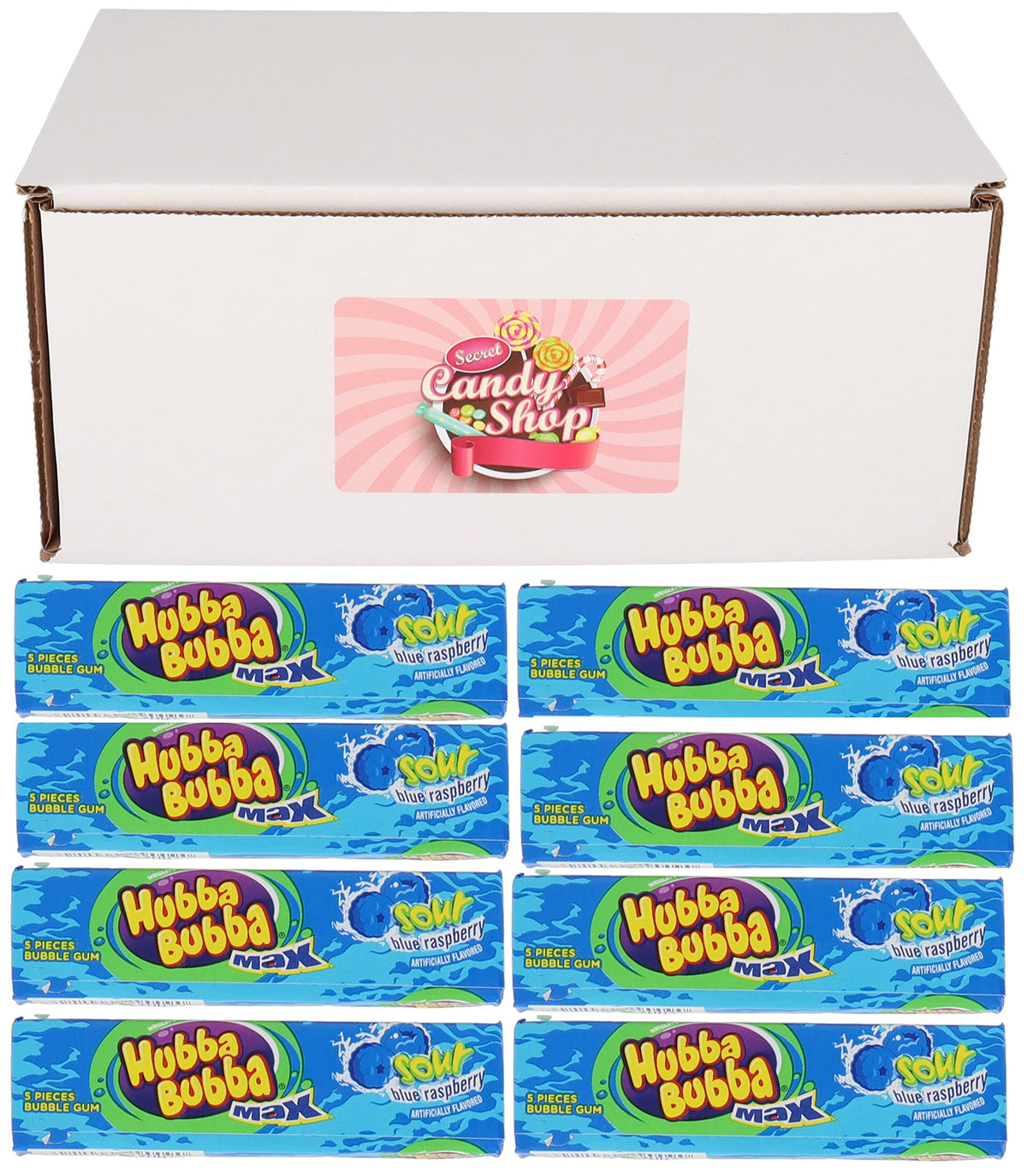 SECRET CANDY SHOP Hubba Bubba Max Bubble Gum (Sour Blue Raspberry flavor) (Pack of 8, total of 40 pieces)â€¦