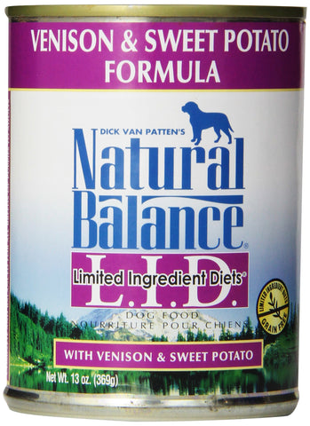 Natural Balance L.I.D. Limited Ingredient Diets Canned Wet Dog Food, Grain Free, Venison And Sweet Potato Formula, 13-Ounce (Pack Of 12)