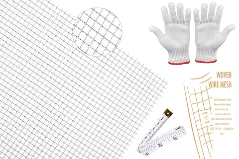 Woven Wire Mesh 5-304 Stainless Steel Wire Mesh Screen, 4.5mm Hole, 12 x 24ÃƒÂ¢Ã¢â€šÂ¬Ã‹Å“ÃƒÂ¢Ã¢â€šÂ¬Ã¢â€žÂ¢ (30X60cm)- Easy to Cut and Sturdy-Metal Screen Mesh for Vent, Security, Garden - Never Rust and Heat Resistant
