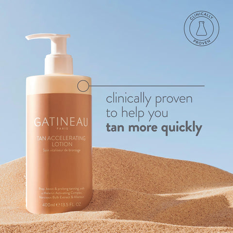 Gatineau - Tan Accelerating Lotion & Body Buffing Cloth, Enhance Natural Tanning, For Face & Body (400ml)