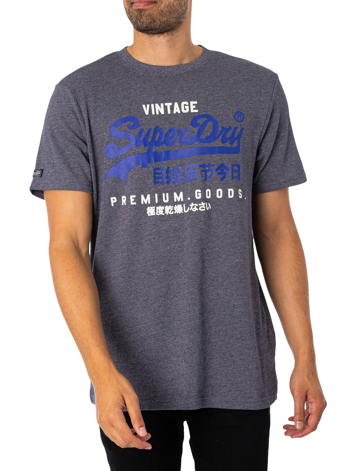 Superdry Mens Classic Vintage Logo Heritage T-Shirt Midnight Blue Grit Size M
