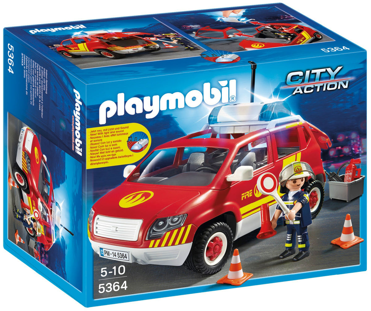 Playmobil 5364 City Action Fire ChiefÂ´s Car with Lights and Sound, Fun Imaginative Role-Play, PlaySets Suitable for Children Ages 4+