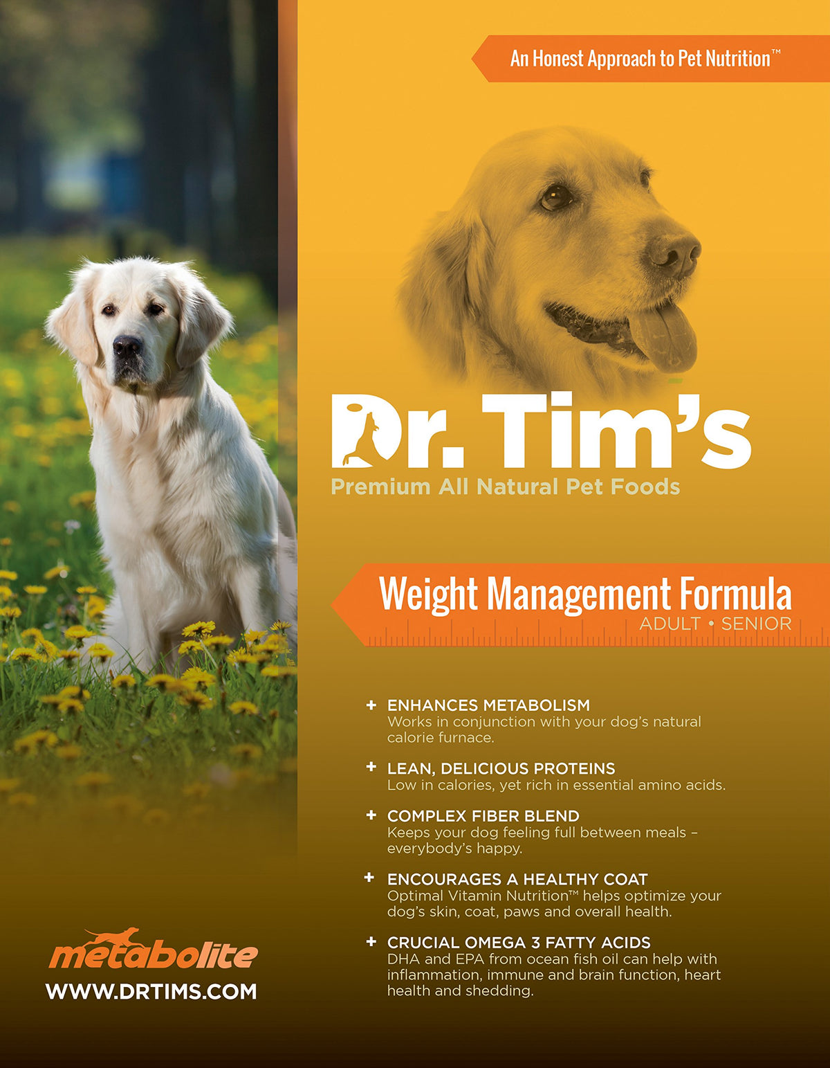 Dr. Tim'S Premium All Natural Pet Food Metabolite Weight Management Dog Formula 5#