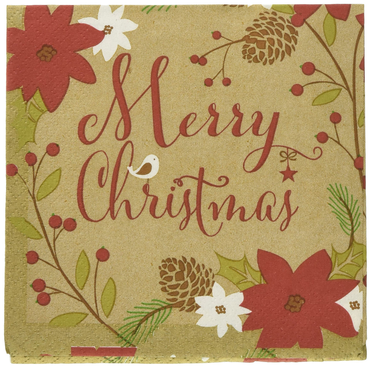 amscan Merry Little Christmas Beverage Napkins Party Tableware (36 Pieces), Multi Color, 5" x 5".