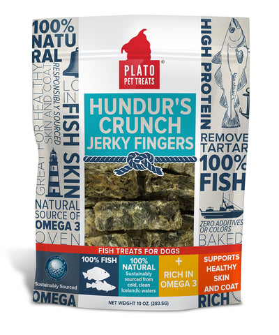 PLATO Hundur's Crunch Jerky Fingers 10oz, Natural