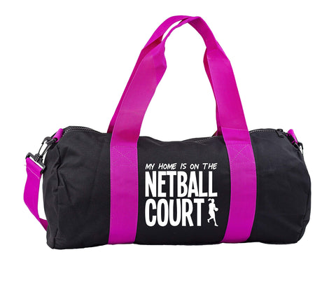 Hippowarehouse My Home is on the Netball Court Gymwear Gym Duffle Cylinder Uniform Kit Bag 50 x 25 x 25cm 20 litres