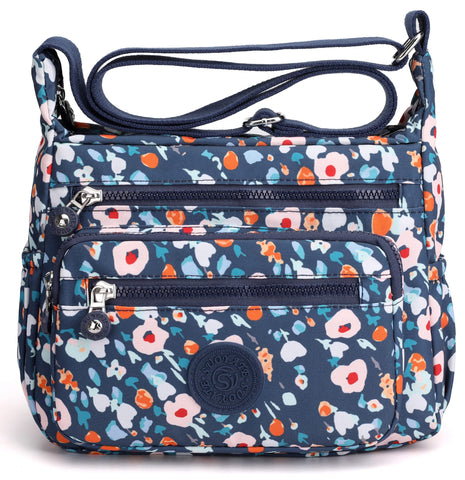 Pealwel Women Shoulder Handbag Roomy Multiple Pockets Bag Ladies Crossbody Purse Tote Top Handle Satchel(Lovely Floral)