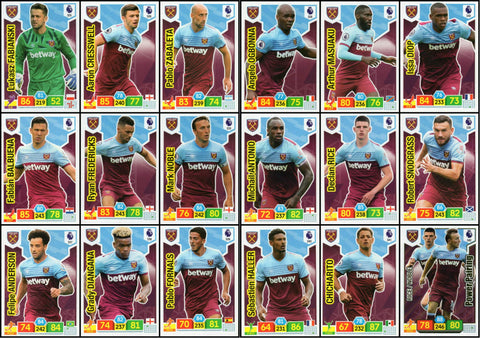 Panini Adrenalyn XL PREMIER LEAGUE 2019/20 WEST HAM UNITED 18 CARD TEAM SET - 19/20