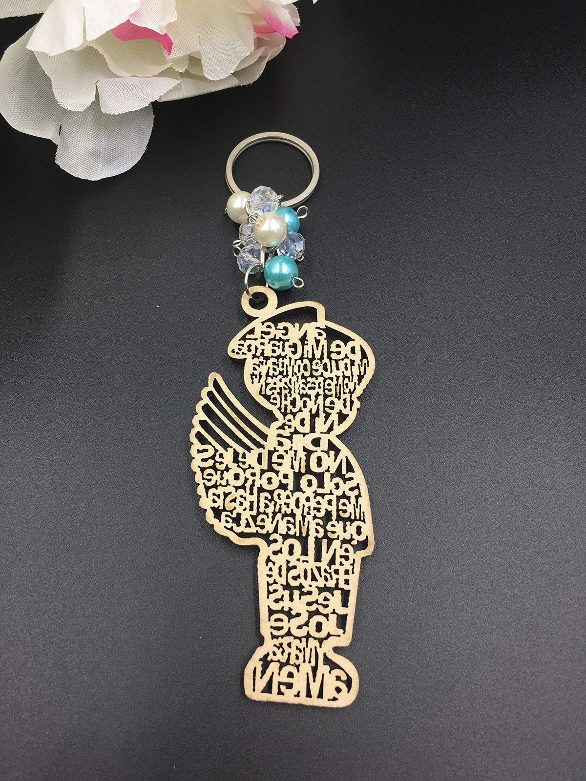 12Pcs Baptism Blue Boy Wood Design Keychain baptism Favors with Angels for Boy and Girl Recuerdos de Bautizo