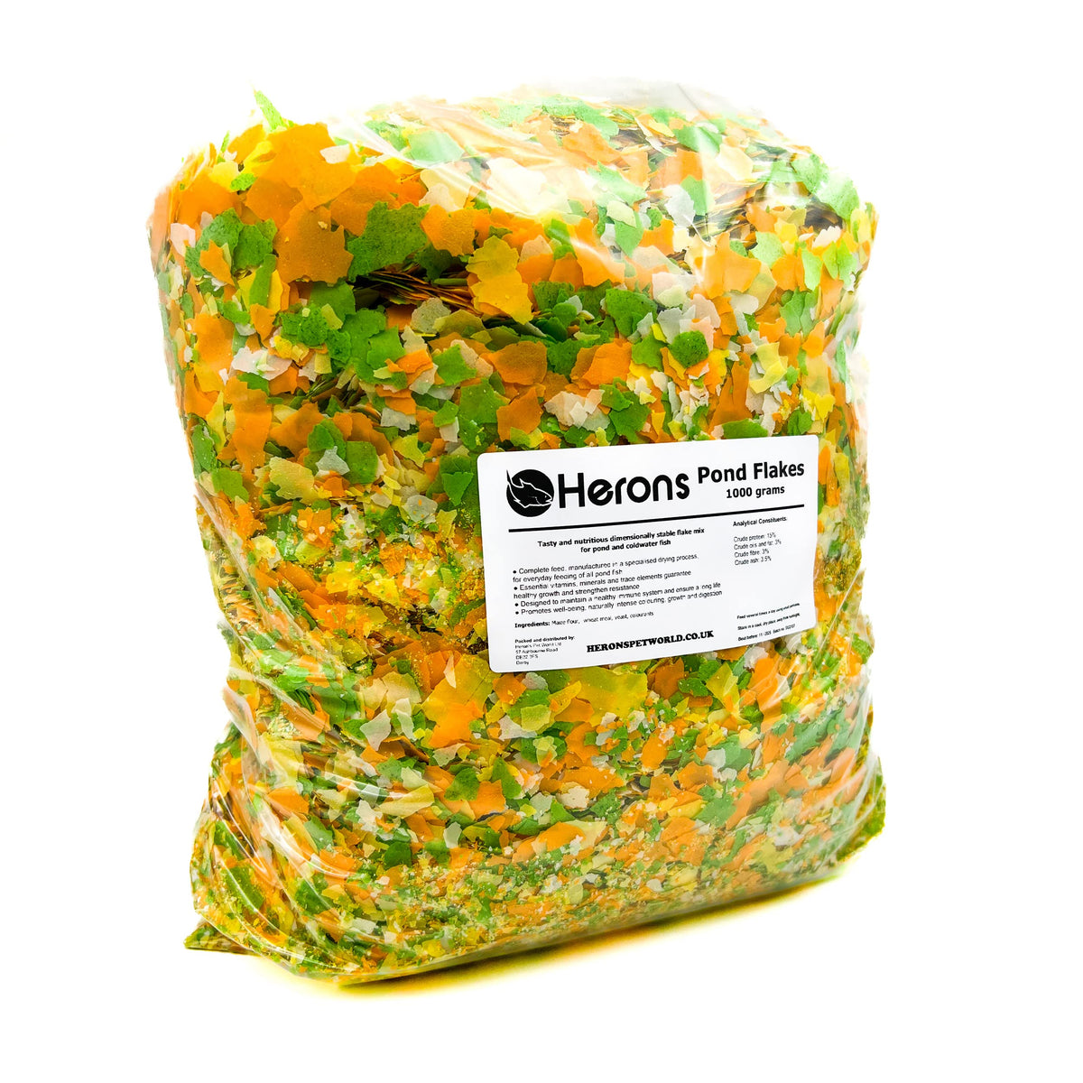 HERONS - Pond Flakes - For Koi, Carp and Other Pond and Coldwater Fish - With Essential Vitamins, Minerals and Trace Elements - Supports Healthy Immune System - Does Not Cloud Water - 1 KG