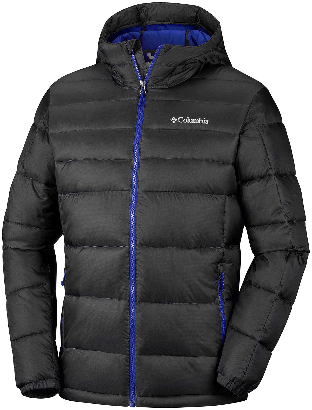 Columbia Men's Standard Buck Butte Insulated Hooded Jacket, Black and Blue, Small