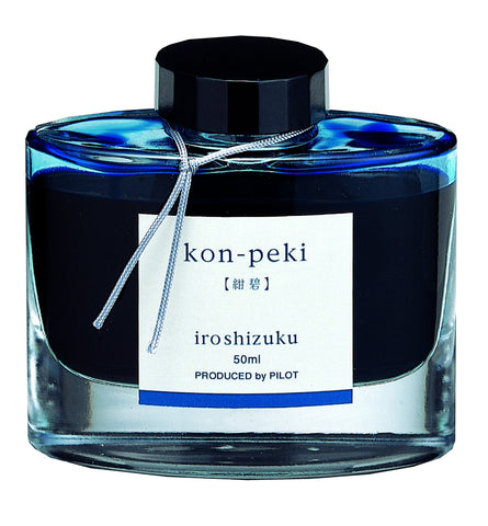 Pilot Iroshizuku Fountain Pen Ink - 50 ml Bottle - Kon-peki Deep Azure Blue (Japan Import)