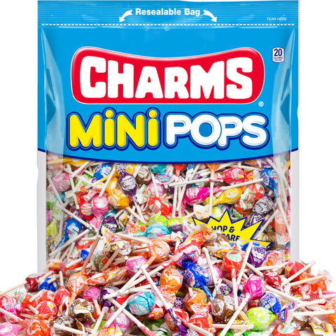 Tootsie Roll Charms Mini Pops - 4.5 lb Bag of Individually Wrapped Fruity Hard Candy Lollipops in 18 Fun Flavors - Peanut and Gluten Free, 400 Count, Packaging May Vary