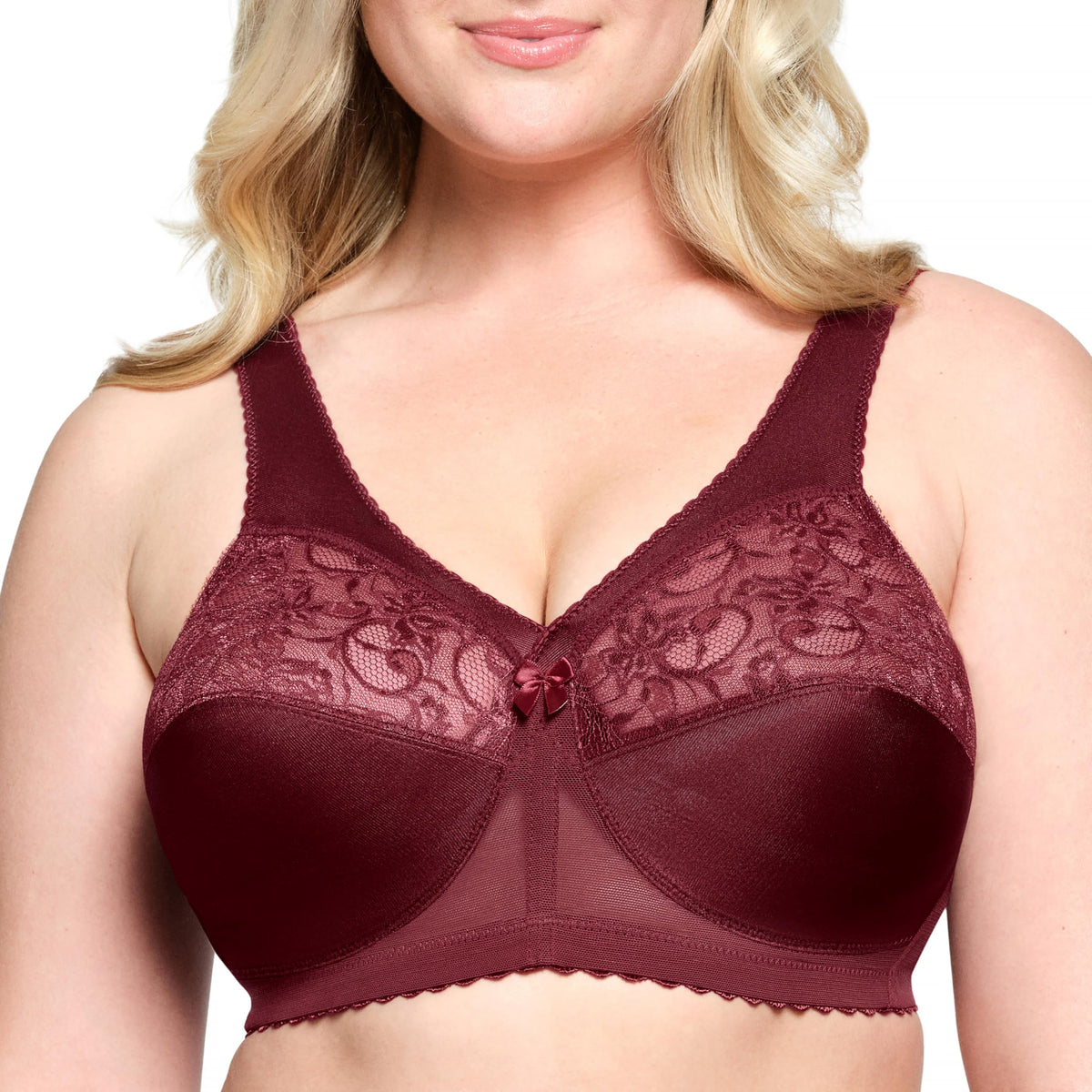 Full Figure Plus Size MagicLift Original Support Bra Wirefree #1000 Burgundy