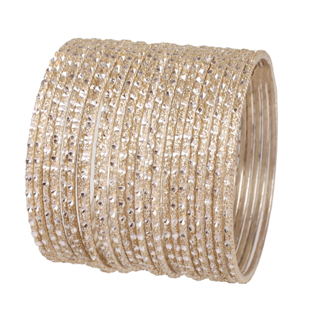 Touchstone NEW Indian Bollywood Fashion Handcrafted Pretty Stylish Hand Saw Peeled White Color Designer Jewelry Bracelets Bangle. Set Of 24. In Two Tones For Women.