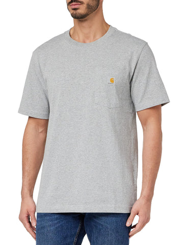 Carhartt Men's Relaxed Fit Heavyweight Short-sleeve K87 Pocket T-shirt, Heather Grey, M
