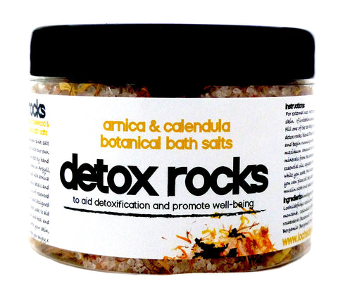 Detox Rocks Bath Salts * Arnica Calendula Himalayan Pink Salt Rocks Infused with Seaweed, Calendula Flowers, Arnica Petals with Sweet Orange & Rosemary Essential Oils