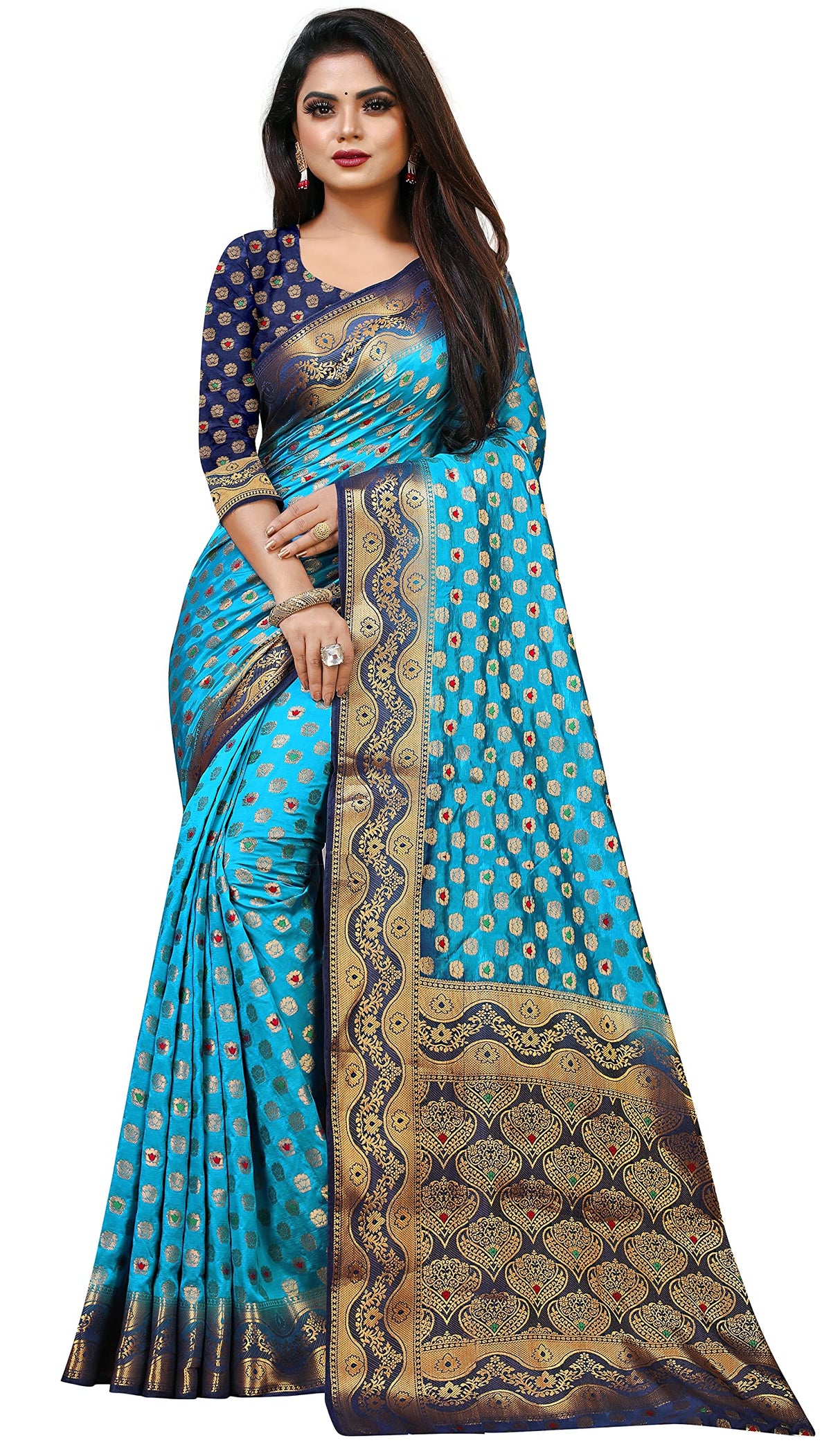 C J Enterprise Women's Pure Kanjivaram Silk Sarees For Wedding With Un-Stitched Blouse Piece (CPC2 paithani), Green, One size